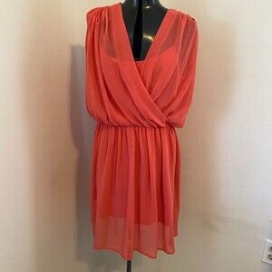 Black Rainn Two Piece Boho Sheer V-Neck Dress Size M